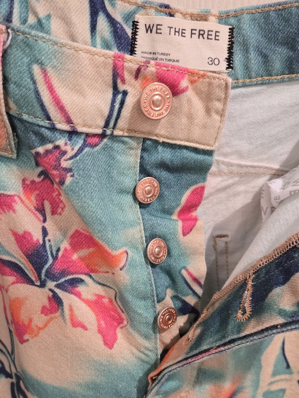 Free People Good Luck Barrel Jeans Pool Floral 30 - Picture 10 of 15